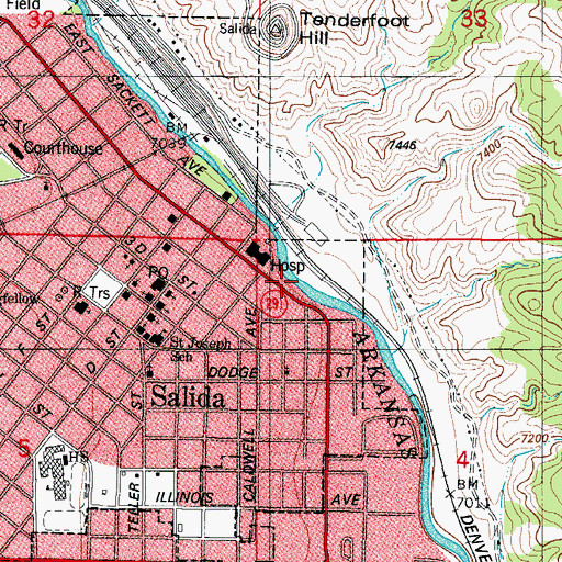 Topographic Map of Arkansas Headwaters Recreation Area, CO
