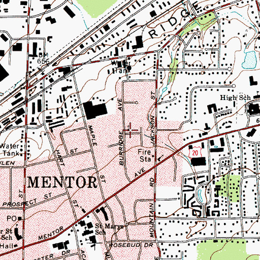 Topographic Map of Mentor Church of Christ, OH