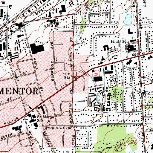 Topographic Map of Mentor Christian Church, OH