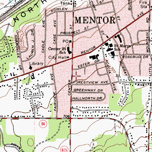 Topographic Map of Temple Am Shalom, OH