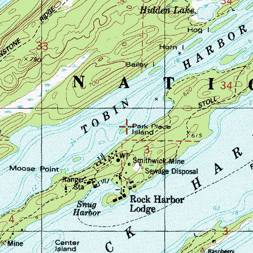Topographic Map of Park Place Island, MI