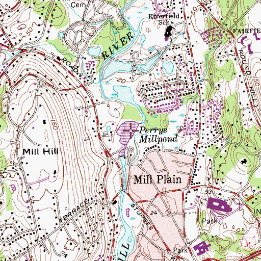 Topographic Map of Perrys Millpond, CT