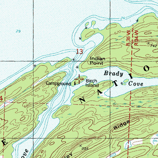 Topographic Map of Birch Island, MI