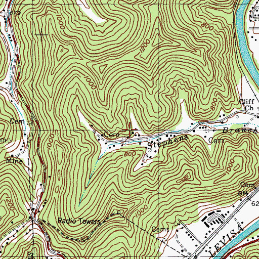 Topographic Map of Van Burenvaughn Cemetery, KY