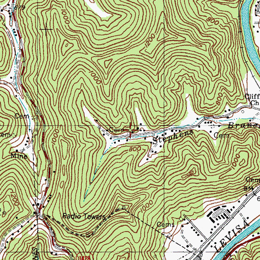 Topographic Map of Van Burenvaughn Cemetery, KY