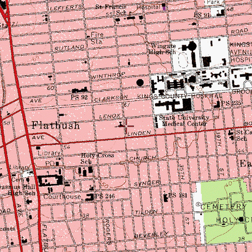 Topographic Map of Lenox Road Baptist Church, NY