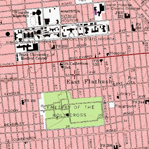 Topographic Map of Church Avenue Church of God, NY