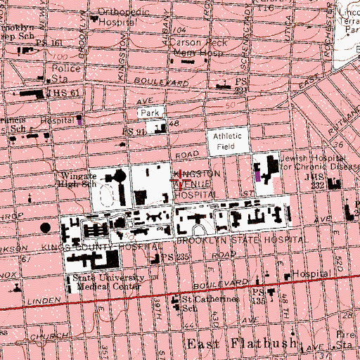 Topographic Map of Freedom Hall Church of God, NY