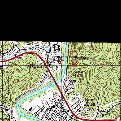 Topographic Map of Dwale Post Office, KY