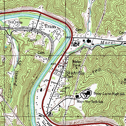 Topographic Map of Standville Post Office, KY