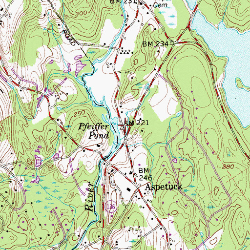 Topographic Map of Pfeiffer Pond, CT