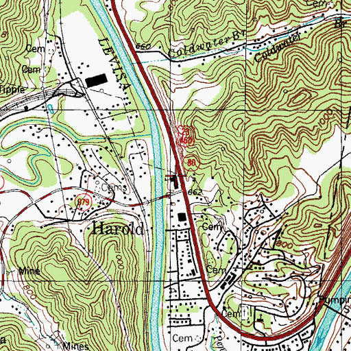 Topographic Map of Harold School, KY