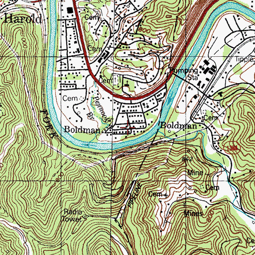 Topographic Map of Fox Bottom, KY