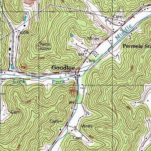 Topographic Map of Bob Post Office, KY