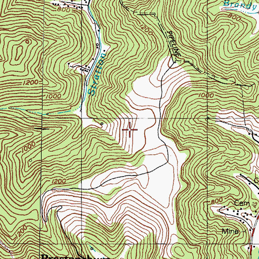 Topographic Map of Marshall Branch, KY