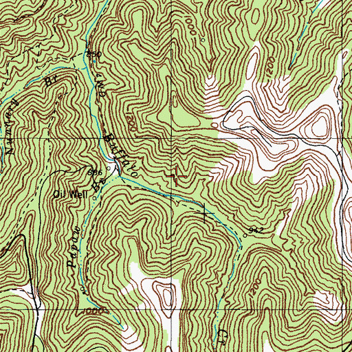 Topographic Map of Left Fork of Toms Creek, KY