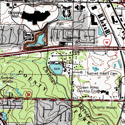 Topographic Map of Water Edge Subdivision, IL