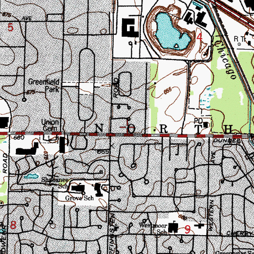 Topographic Map of Olson's Subdivision, IL