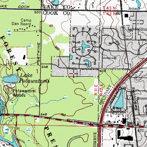 Topographic Map of Forest View Estates, IL