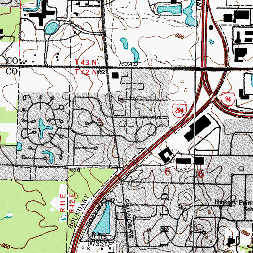 Topographic Map of Sanders Estates, IL