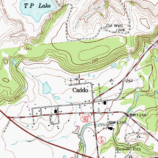 Topographic Map of Caddo Cemetery, TX