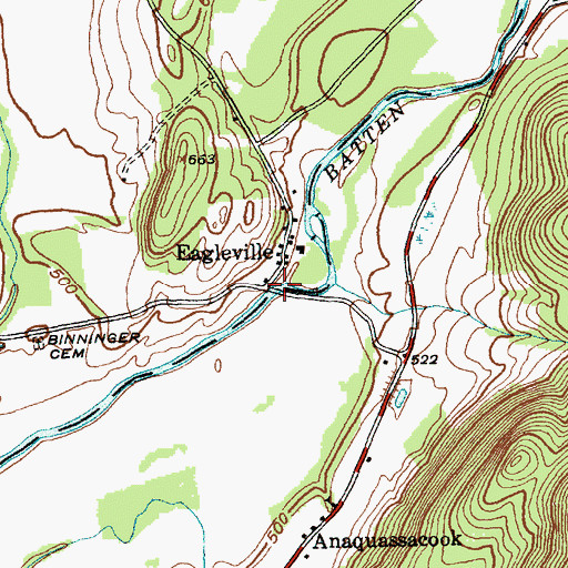 Topographic Map of Eagleville Covered Bridge, NY