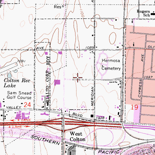 Topographic Map of Inland Counties Regional Burn Center, CA