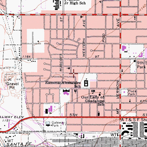Topographic Map of Arrowhead Regional Medical Center - Westside Family Health Center, CA