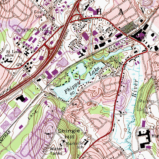 Topographic Map of Phipps Lake, CT