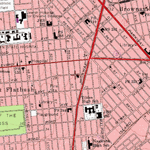 Topographic Map of Brooklyn Faith Seventh Day Adventist Church, NY