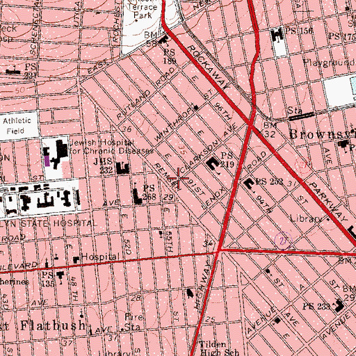 Topographic Map of All Saints Pentecostal Church, NY
