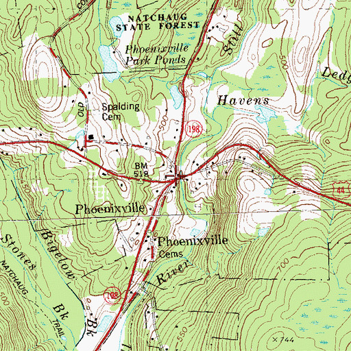 Topographic Map of Phoenixville, CT