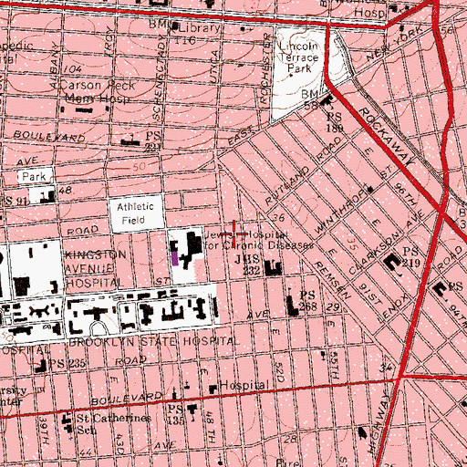 Topographic Map of United Community Baptist Church, NY