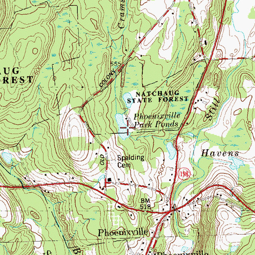 Topographic Map of Phoenixville Park Ponds, CT