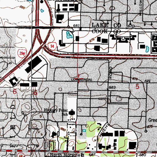 Topographic Map of Northbrook Edens Industrial Park, IL