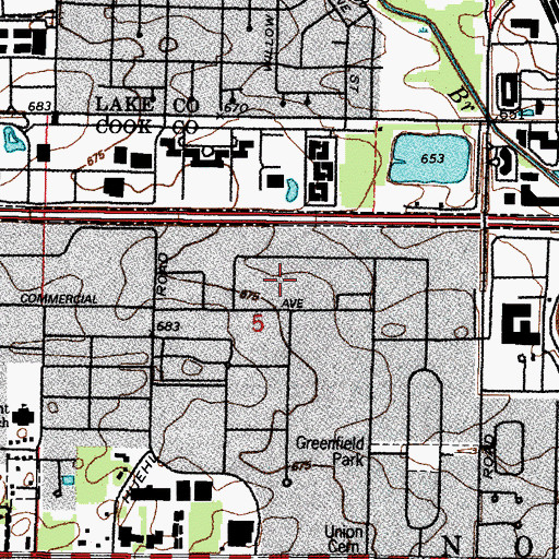 Topographic Map of North Suburban Industrial Park, IL