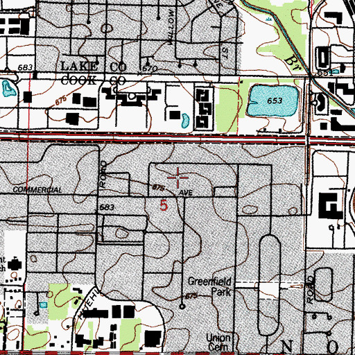 Topographic Map of North Suburban Industrial Park, IL