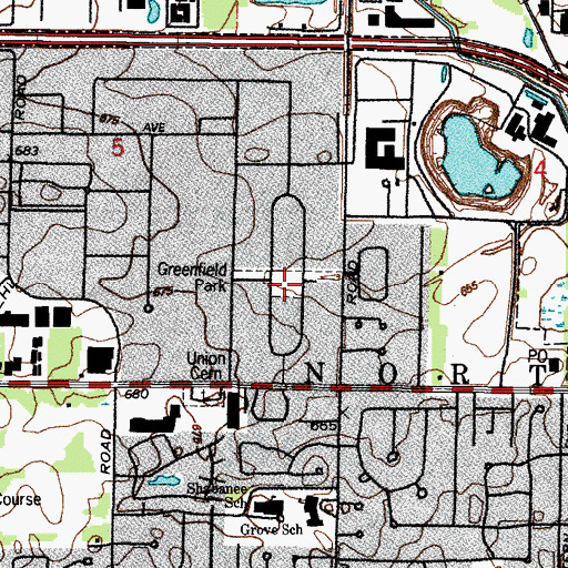 Topographic Map of Manus North Shore Estates, IL