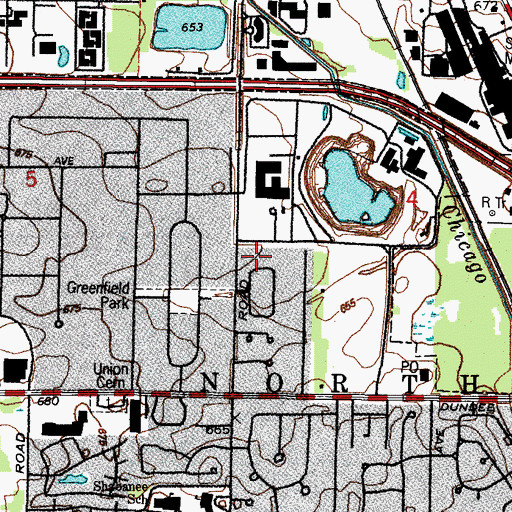 Topographic Map of Villas of Northbrook, IL