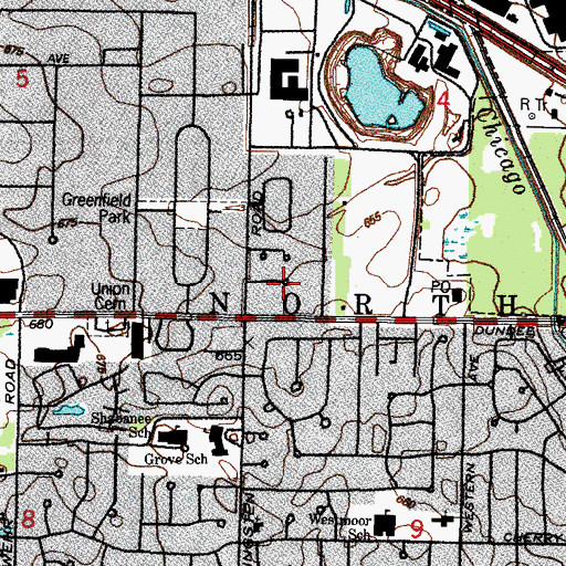 Topographic Map of Northbrook Mews, IL
