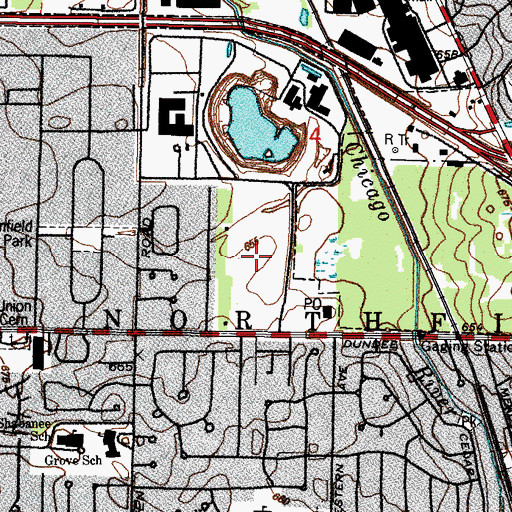 Topographic Map of Cotswald Subdivision, IL