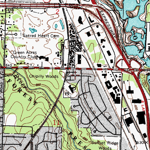 Topographic Map of The Colonnades, IL