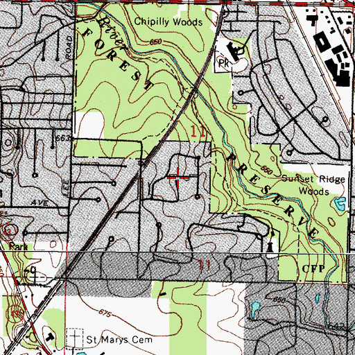 Topographic Map of Lee Woods, IL
