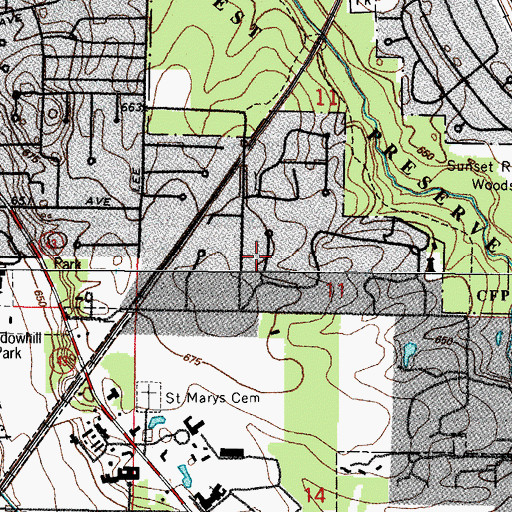 Topographic Map of Bridlewood Lane, IL