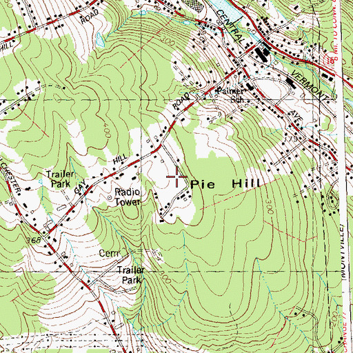 Topographic Map of Pie Hill, CT