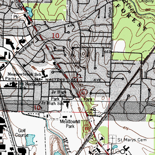 Topographic Map of Oury Point, IL