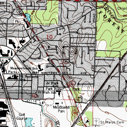 Topographic Map of Linden Ridge, IL