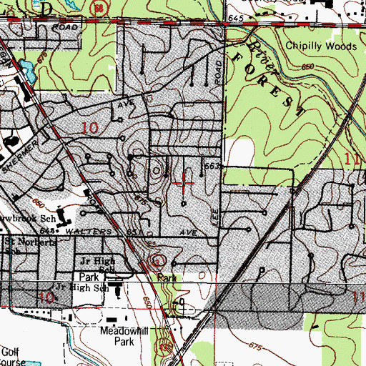 Topographic Map of Northbrook Glen, IL