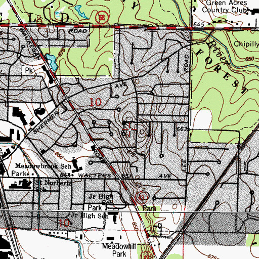 Topographic Map of Ridgecroft, IL