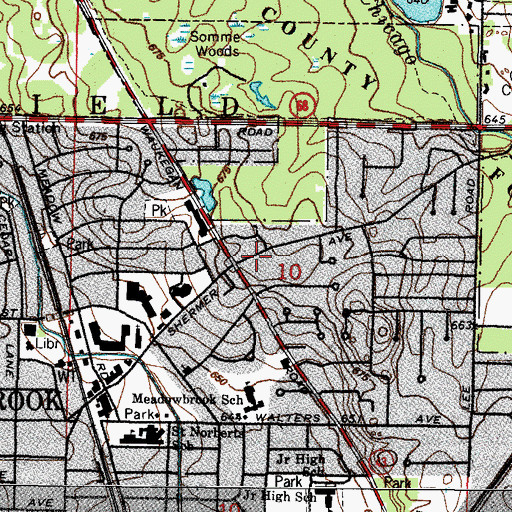 Topographic Map of Shermer Ridge, IL
